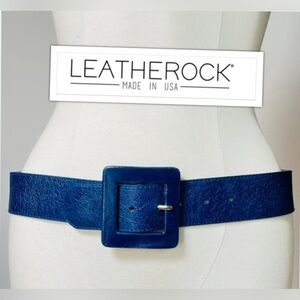 LEATHERROCK Coastal Cowgirl Statement Belt- Lg Buckle Leather Crinkle Finish SM